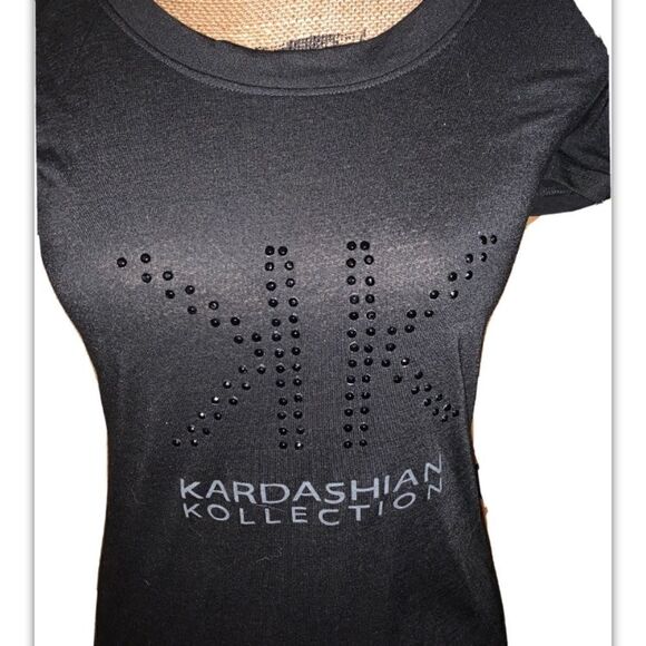 NW Kardashian Kollection black bling shirt sz M - Picture 3 of 5